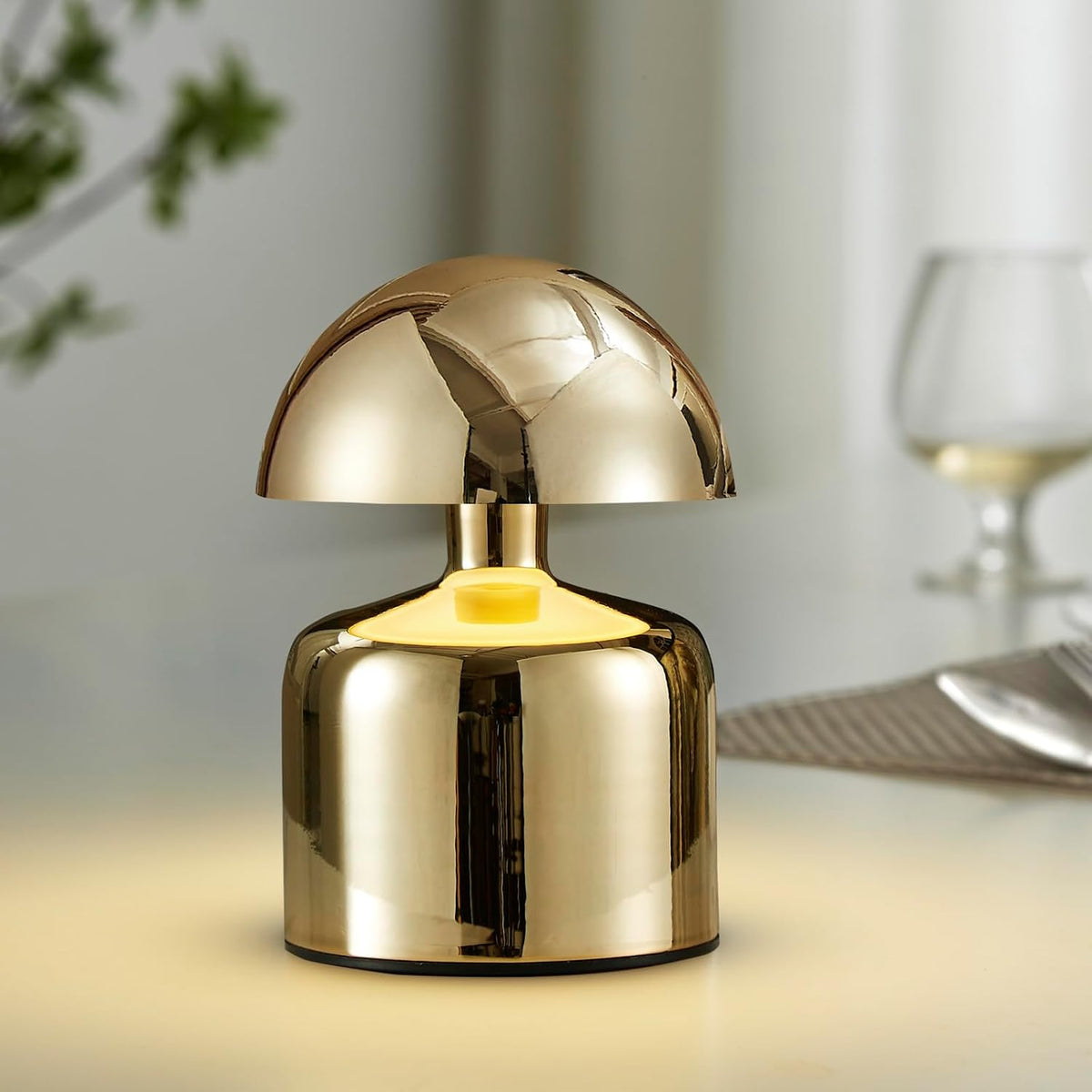 Modern Cordless Mushroom Small Table Lamp, Dimmable Touch Battery