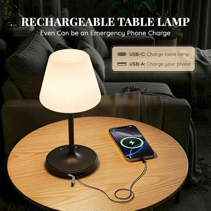 Waterproof Shower Lamp, Cordless Rechargeable Table Lamp for Outdoor -Black