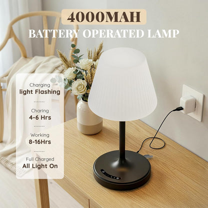 Waterproof Shower Lamp, Cordless Rechargeable Table Lamp for Outdoor -Black