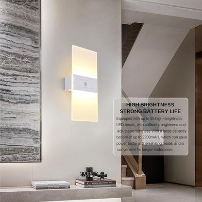 Rechargeable Wall Sconces Set of 2, White Wall Light 3000K