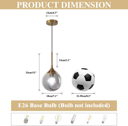 Lighting Modern Small Gold 7.1” Smoke Gray Glass Globe Pendant Light