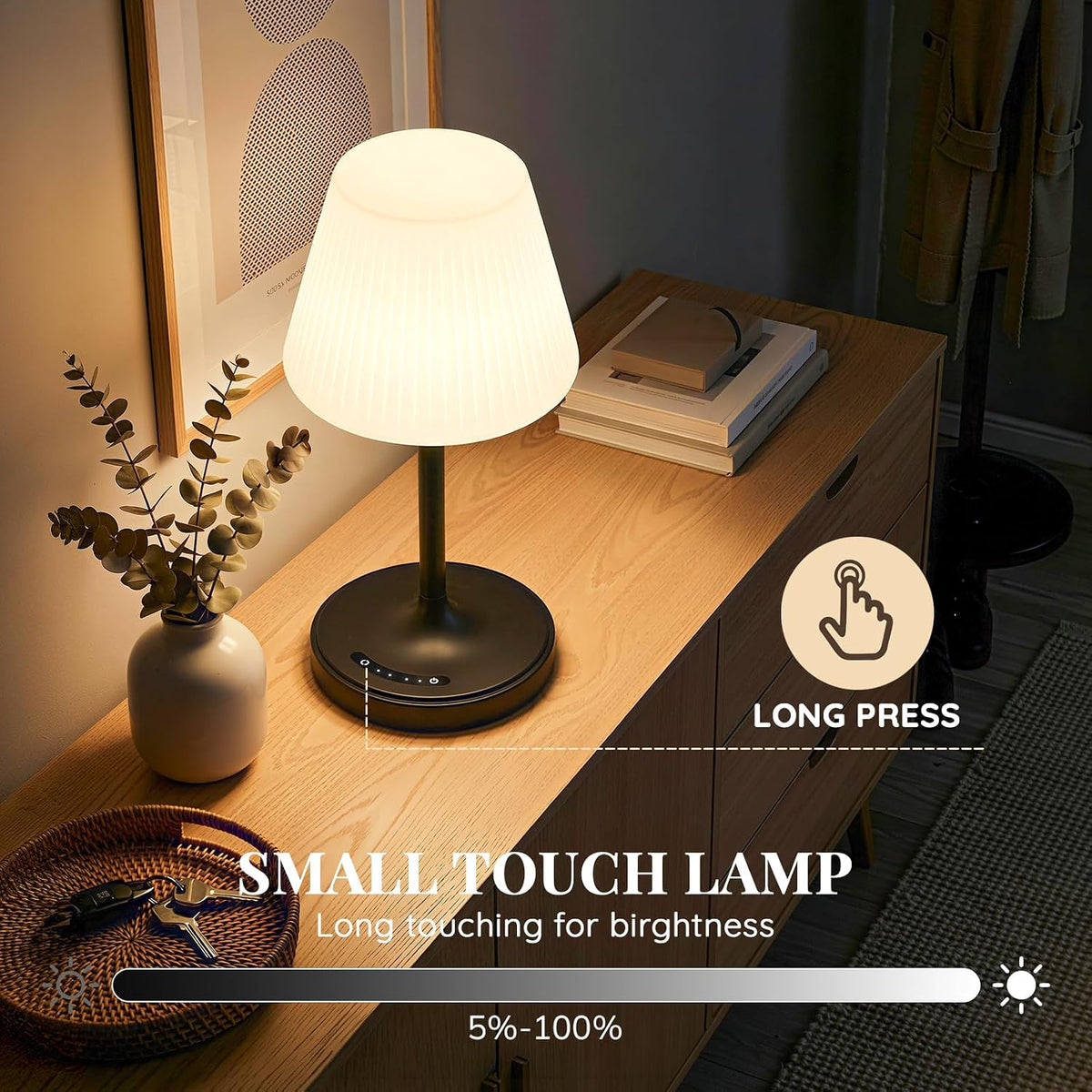 Waterproof Shower Lamp, Cordless Rechargeable Table Lamp for Outdoor -Black