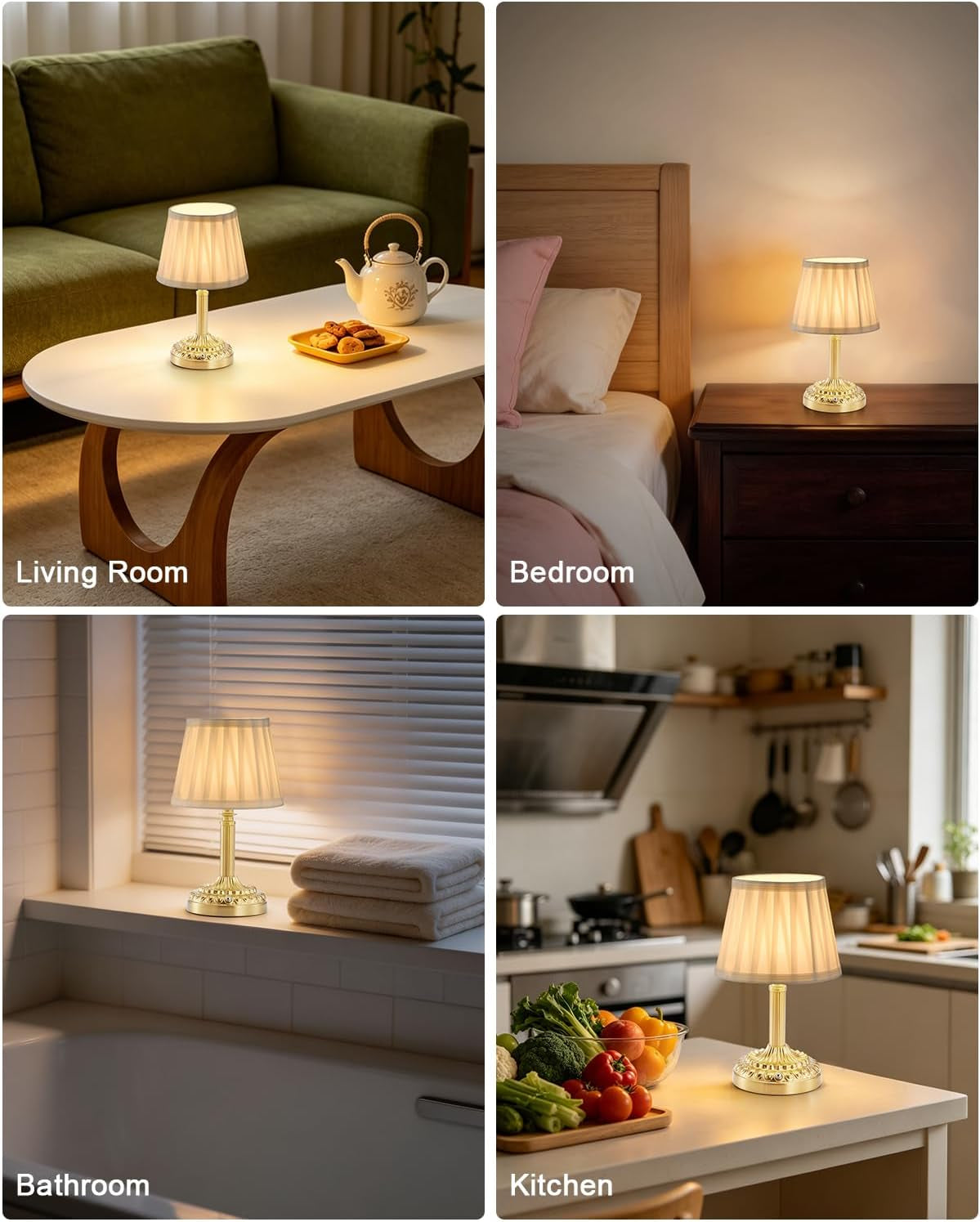 Small Cordless Table Lamp for Restaurant, 5200Mah Rechargeable