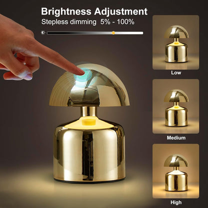 Modern Cordless Mushroom Small Table Lamp, Dimmable Touch Battery