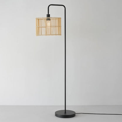 Barden 58" Floor Lamp, Matte Black, Bamboo Shade, On/Off Rotary Switch on Socket