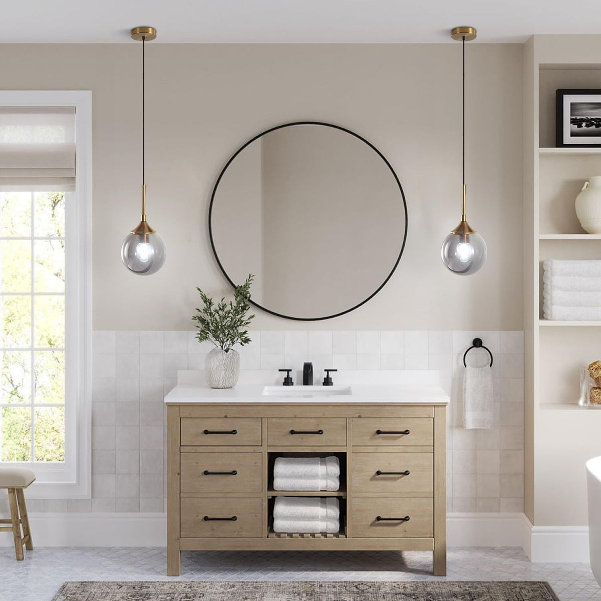 Lighting Modern Small Gold 7.1” Smoke Gray Glass Globe Pendant Light