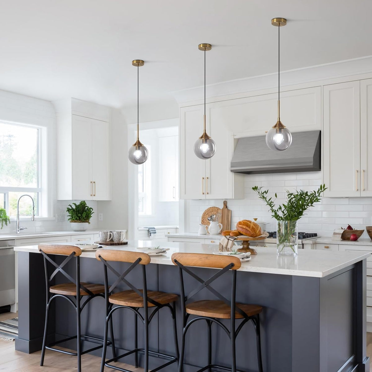 Lighting Modern Small Gold 7.1” Smoke Gray Glass Globe Pendant Light
