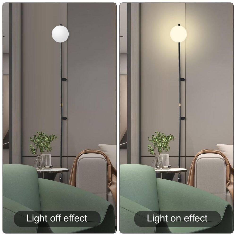 4.72 In. 1-Light White Modern Plug-In Wall Sconce with Globe Shade, LED Wall Lamp with Switch (No Bulb Included）
