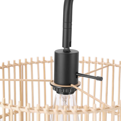 Barden 58" Floor Lamp, Matte Black, Bamboo Shade, On/Off Rotary Switch on Socket