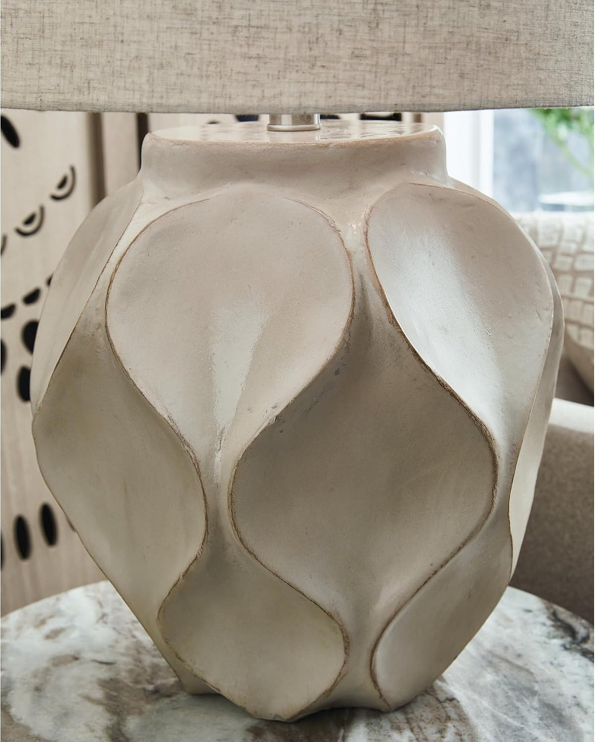 Signature Design by Ashley Edselham Table Lamp, 25-Inch Modern Cream