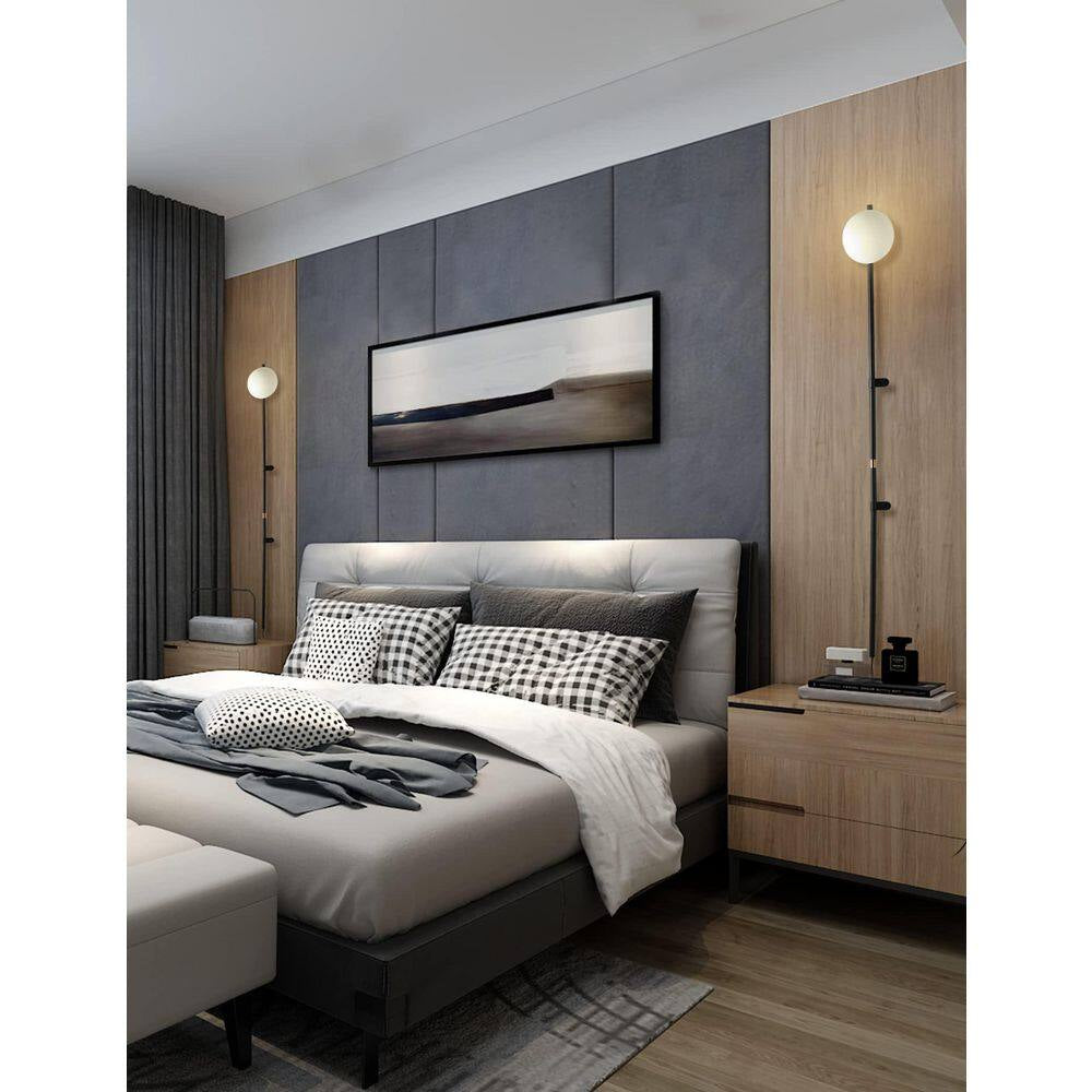 4.72 In. 1-Light White Modern Plug-In Wall Sconce with Globe Shade, LED Wall Lamp with Switch (No Bulb Included）
