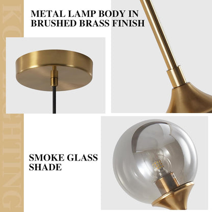 Lighting Modern Small Gold 7.1” Smoke Gray Glass Globe Pendant Light