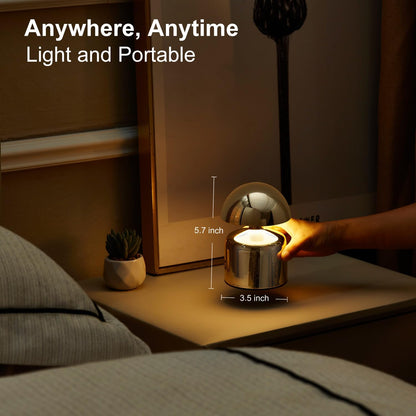 Modern Cordless Mushroom Small Table Lamp, Dimmable Touch Battery
