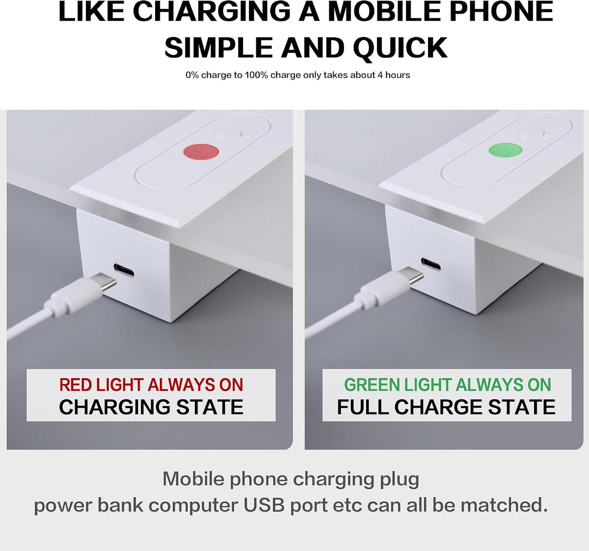 Rechargeable Wall Sconces Set of 2, White Wall Light 3000K