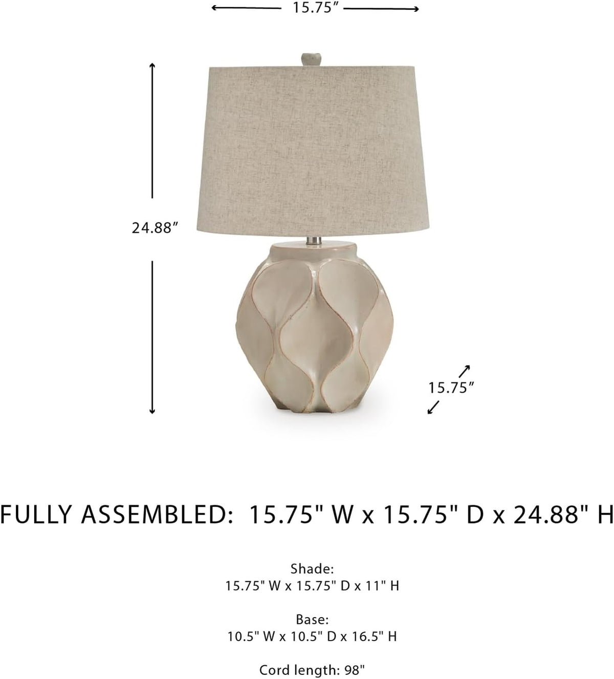 Signature Design by Ashley Edselham Table Lamp, 25-Inch Modern Cream