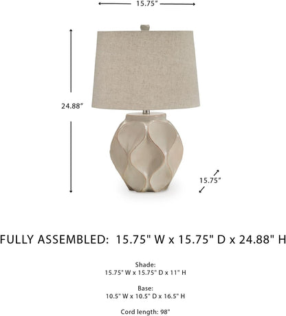 Signature Design by Ashley Edselham Table Lamp, 25-Inch Modern Cream